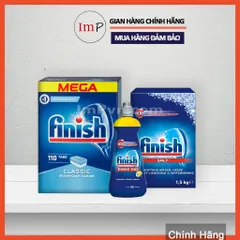 Combo viên rửa bát Finish Hộp Classic 110 viên, Muối 1.5kg, Nước làm bóng 400ml  - ImP
