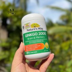 Viên uống hỗ trợ tăng cường trí nhớ Nature’s Way Ginkgo 2000 Brain & Memory 120 viên.