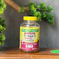 Date 1/2027 Hũ trầy tem Dầu cá hương chanh Spring Valley omega 3 500mg lọ 120 viên của Mỹ