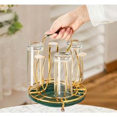 Khay úp cốc hình chữ nhật tuần lộc mạ vàng sang trọng (TH275)