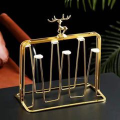 Khay úp cốc hình chữ nhật tuần lộc mạ vàng sang trọng (TH275)