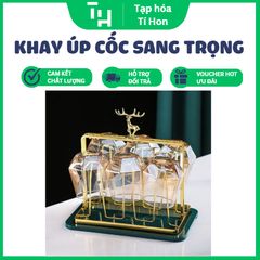Khay úp cốc hình chữ nhật tuần lộc mạ vàng sang trọng (TH275)