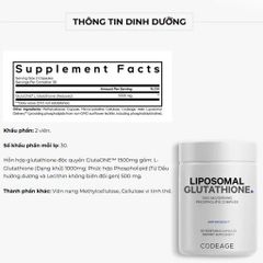 (Mỹ) Codeage Liposomal Glutathione Viên Uống Hỗ Trợ Trắng Da Thải Độc Gan Nhập Khẩu Chính Hãng