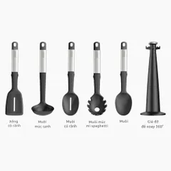 Bộ 5 dụng cụ nấu ăn silicone đế xoay 360° Joseph Joseph Elevate (Steel) 10567 733019