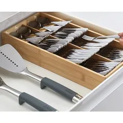 Khay chia ngăn kéo phân loại thìa, dĩa Joseph Joseph 851697 DrawerStore Bamboo màu nâu