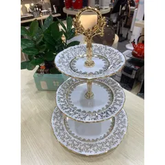 Kệ bánh 3 tầng Imperial hoàng gia viền vàng sang trọng