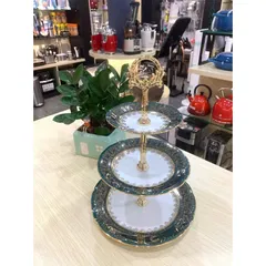 Kệ bánh 3 tầng Imperial hoàng gia viền vàng sang trọng
