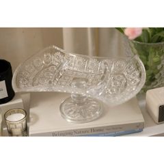 Đĩa eo mài chia ngăn chân đế Bohemia 33cm