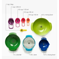 Set âu, rổ, đong Joseph Joseph 40076 Nest 9 Plus