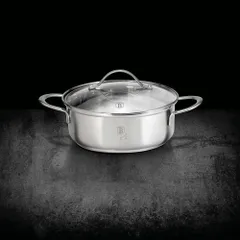 Nồi có nắp kính Berlinger Haus BH/6280 24cm - silver collection - dáng thấp
