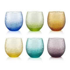 Bộ 6 cốc dáng bầu IVV GLUGLU 3 màu 250ml Made in Italy