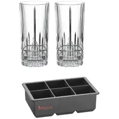 Bộ 2 Cốc Pha Lê Và Khay Đá Spiegelau 4500279 Perfect Ice Cube