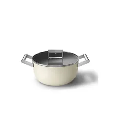 Nồi casserole SMEG CSF2412CRM 24cm màu kem (vung kính)