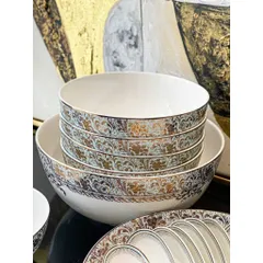 Bộ đồ ăn sứ xương Imperial London Xanh ngọc dây vàng 50 chi tiết