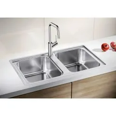 Chậu rửa bát inox 2 hố Blanco Lemis 8-IF 237372