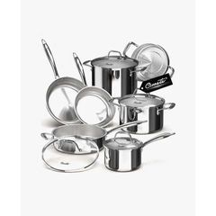 Bộ nồi inox Ciwete SS0103-11PC NEW-SS set 7 món ( 2 chảo inox, 1 quánh, 1 nồi chảo, 2 nồi, 1 xửng hấp)