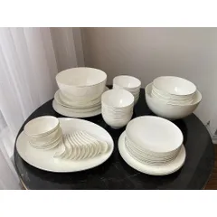 Set bát sứ Imperial 50 món trắng viền mép bạc
