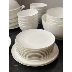 Set bát sứ Imperial 50 món trắng viền mép bạc