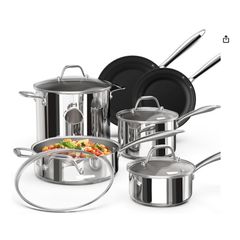 Bộ nồi inox Ciwete set 6 món (2 chảo chống dính, 1 quánh, 1 nồi chảo, 2 nồi)