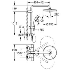 Vòi Sen Cây Grohe 26670000 Tempesta Cosmopolitan System 250 Nhiệt Độ