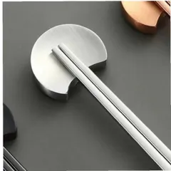 Set 6 đôi đũa inox 304 kèm 6 gác đũa hình vầng trăng Keller@Germany (màu vàng & bạc) 735318
