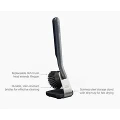 Bàn chải rửa chén Joseph Joseph 6500010 Sinktech màu xám có chân đế