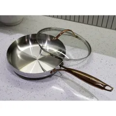 Chảo inox sâu lòng đáy liền 24cm Ciwete có nắp SS0404-A
