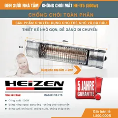 Đèn sưởi không chói mắt Heizen 500W HE-IT5- HÀNG CHÍNH HÃNG