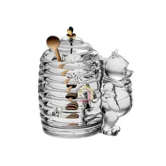 Hũ đựng mật ong kèm cây khuấy Crystal Bohemia 15cm