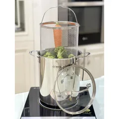 Nồi inox chiên ngâp dầu, kèm giỏ inox Arber AN-03VH