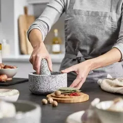 Bộ chày cối Joseph Joseph 20176 Dash Pestle & Mortar with Bamboo Lid - Granite (kèm nắp tre)