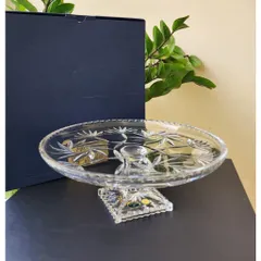 Chân bồng pha lê mài đựng bánh gato, bánh, trái, đồ ăn tráng miệng Bohemia Crystal 30cm