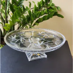 Chân bồng pha lê mài đựng bánh gato, bánh, trái, đồ ăn tráng miệng Bohemia Crystal 30cm