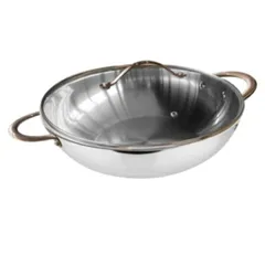Chảo inox đáy liền 32cm lòng sâu Ciwete có nắp SS0105-B