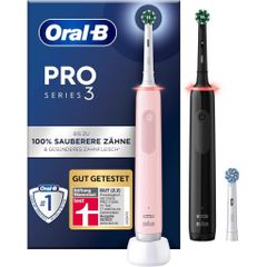 SET 2 BÀN CHẢI ĐÁNH RĂNG ORAL-B PRO 3 3900 MÀU ĐEN HỒNG ( 3 ĐẦU BÀN CHẢI)