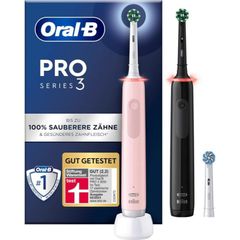 SET 2 BÀN CHẢI ĐÁNH RĂNG ORAL-B PRO 3 3900 MÀU ĐEN HỒNG ( 3 ĐẦU BÀN CHẢI)