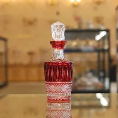 Bình rượu 650ml pha lê Bohemia - Pha lê 2 da màu đỏ siêu hiếm
