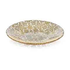 Đĩa sâu lòng Arabesque Centrepiece Gold Leaf IVV - họa tiết hoa vàng