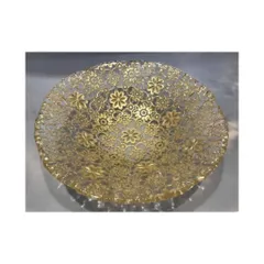 Đĩa sâu lòng Arabesque Centrepiece Gold Leaf IVV - họa tiết hoa vàng