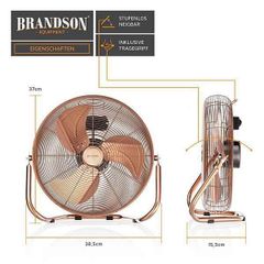 Quạt Sàn Brandson Retro, Công Suất 120W, Đường Kính 45cm 737101
