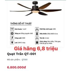 Quạt trần đèn CeilingFanking QT-001