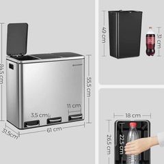 Thùng rác Đức Songmics 30 lit phân loại rác cực xịn và văn minh