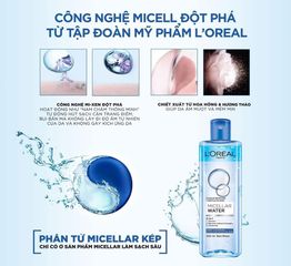 Nước Tẩy Trang L'Oreal 3-in-1 Micellar Water 400ml - Sạch Sâu Dành Cho Da Dầu Hỗn Hợp Nhạy Cảm, Làm Tươi Mát Da