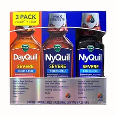 Set Siro Dayquil & Nyquil 3 Chai x 354ml -  Cảm Lạnh & Cúm Chống Đau Nửa Đêm Mỹ, Giảm Nghẹt Mũi, Ho, Sốt