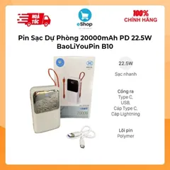 Pin Sạc Dự Phòng 20.000mAh Sạc Nhanh PD 22.5W BaoLiYouPin B10/ Max2 MKC20 Liền Dây Type C + Lightning
