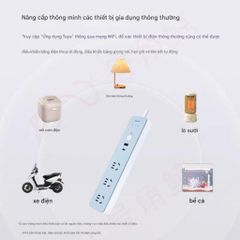 Ổ Điện Thông Minh Wi-Fi DELIXI, Cổng C PD 20W + USB QC 18W + 3 ổ 220V Công Suất 2500W Kết Nối App