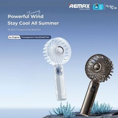 Quạt Tích Điện Cầm Tay Trong Suốt Remax RS-SF01 Thiết Kế Trong Suốt, 3 Mức Độ Gió Hoạt Động Êm Ái