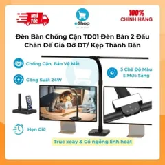 Đèn LED Bàn 2 Đầu TD01 Chân Đế/ Kẹp Thành Bàn 5 Mức Sáng, 5 Chế Độ Màu, Hẹn Giờ, Có Remote, Cổ Ngỗng