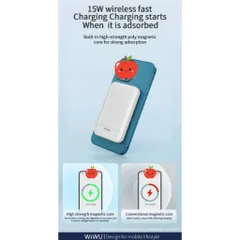 Pin Sạc Dự Phòng Không Dây Tích Hợp Nam Châm Wiwu Snap Cube 10000mAh 22.5W, Sạc Không Dây 15W
