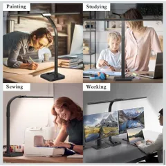Đèn LED Bàn 2 Đầu TD01 Chân Đế/ Kẹp Thành Bàn 5 Mức Sáng, 5 Chế Độ Màu, Hẹn Giờ, Có Remote, Cổ Ngỗng